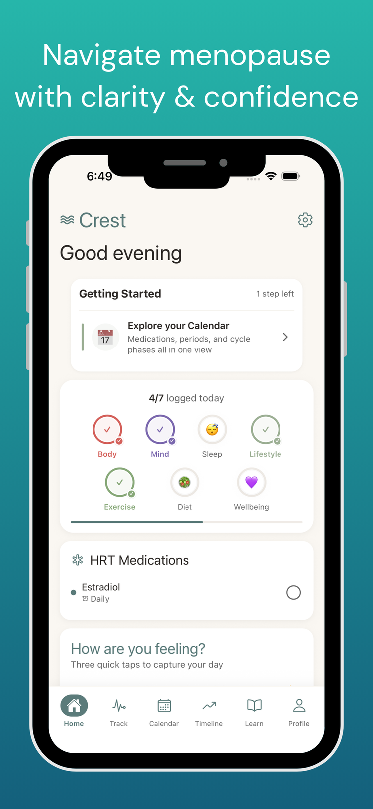 Crest app home screen